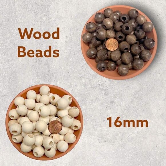 beads Other - 16mm Wood Beads ( BLK11)